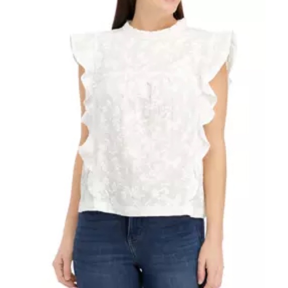 Cupio XL Women's Flutter Sleeve Cotton Voile Blouse - Picture 2 of 13